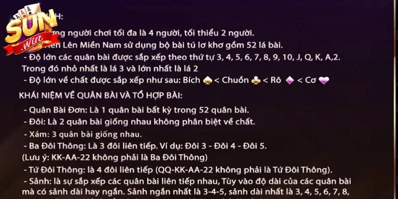 Hướng dẫn cách tham gia tiến lên miền Nam Sunwin chi tiết 